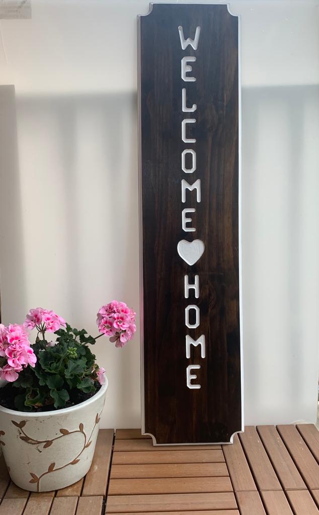 Wood Carved Welcome Sign