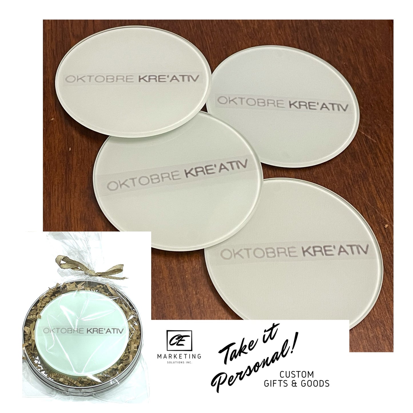 Custom Inked Glass Coaster Inked