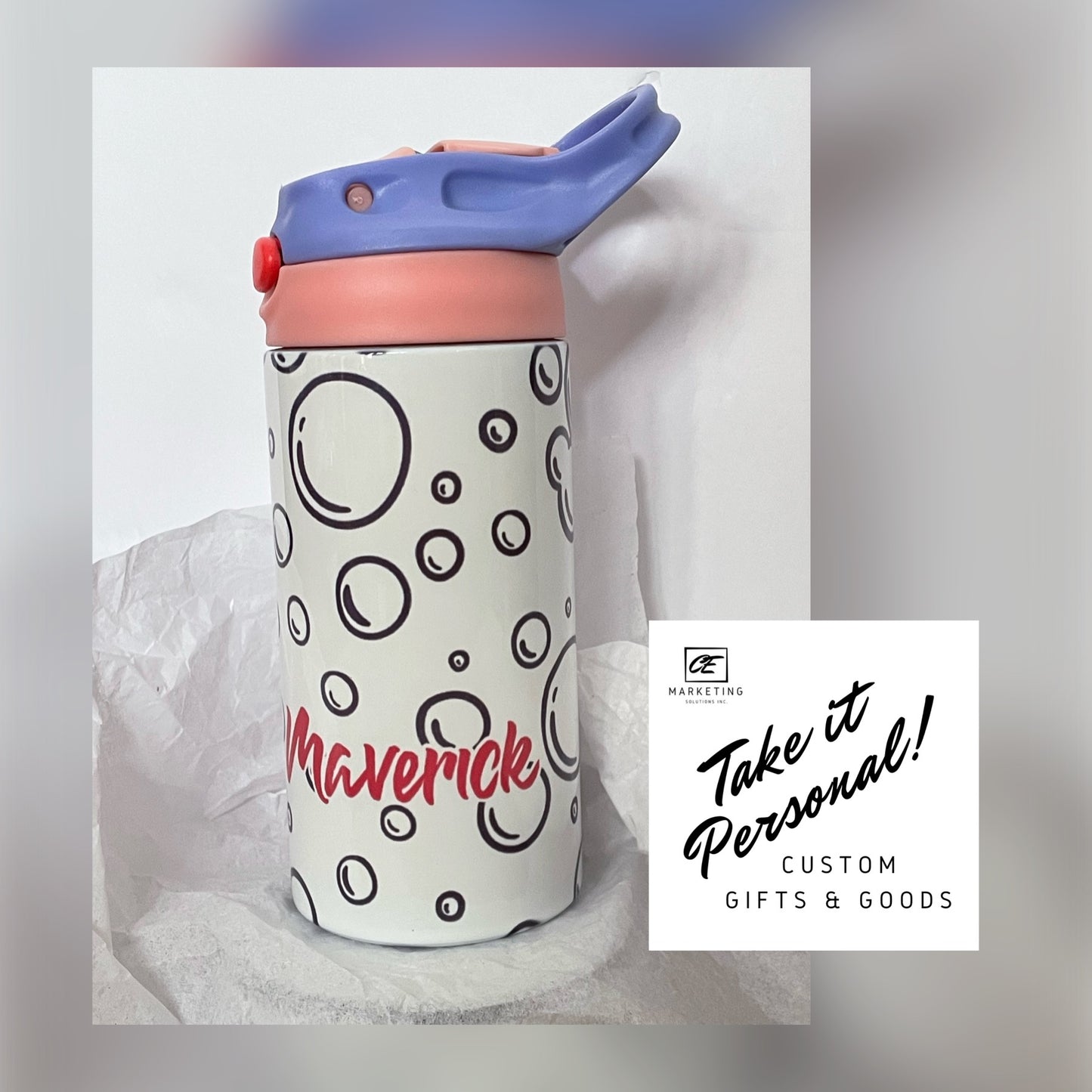 Custom Kids Water Bottle inked