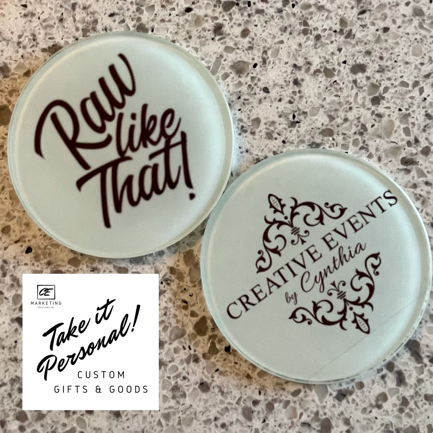 Custom Inked Glass Coaster Inked