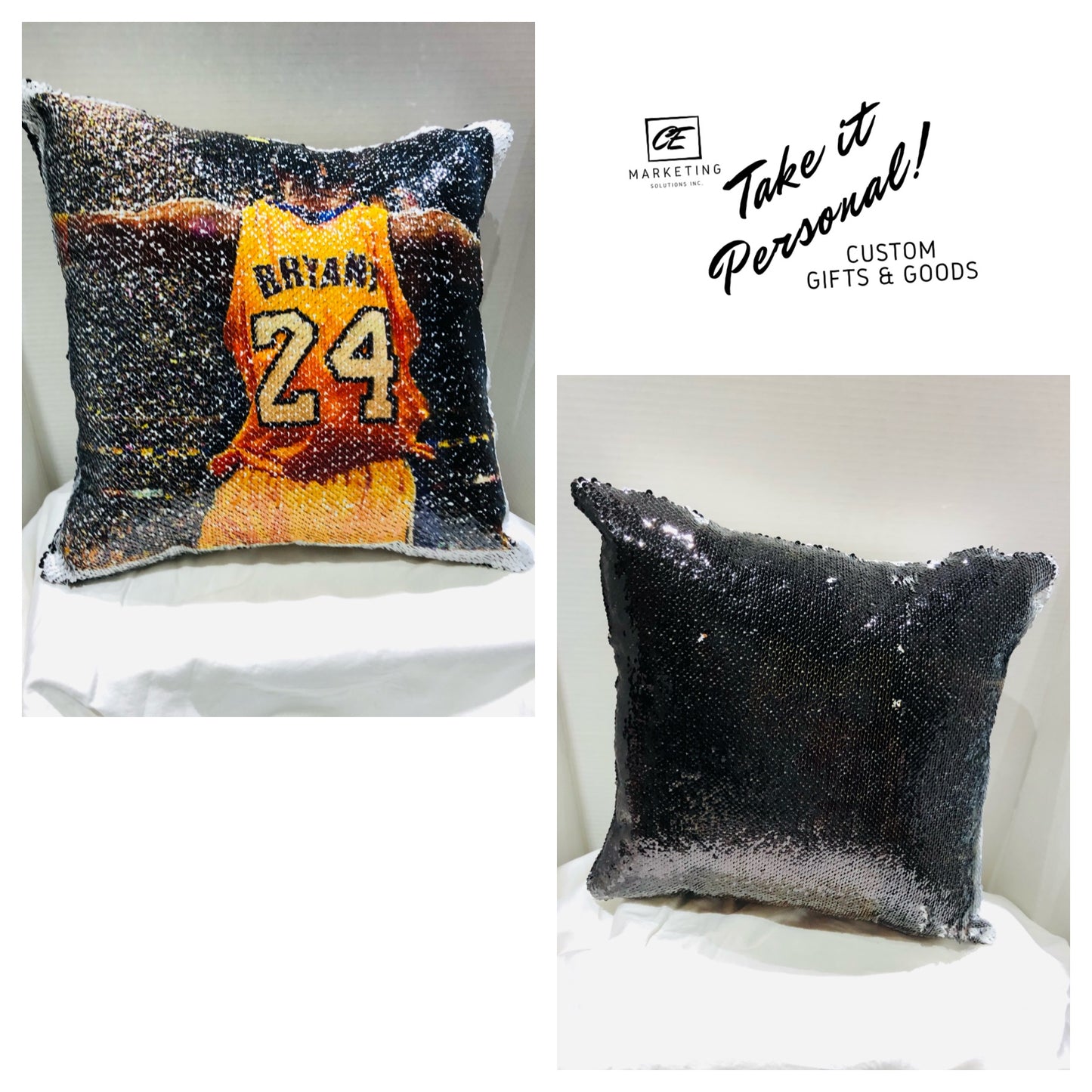 Custom Sequin Pillow Inked