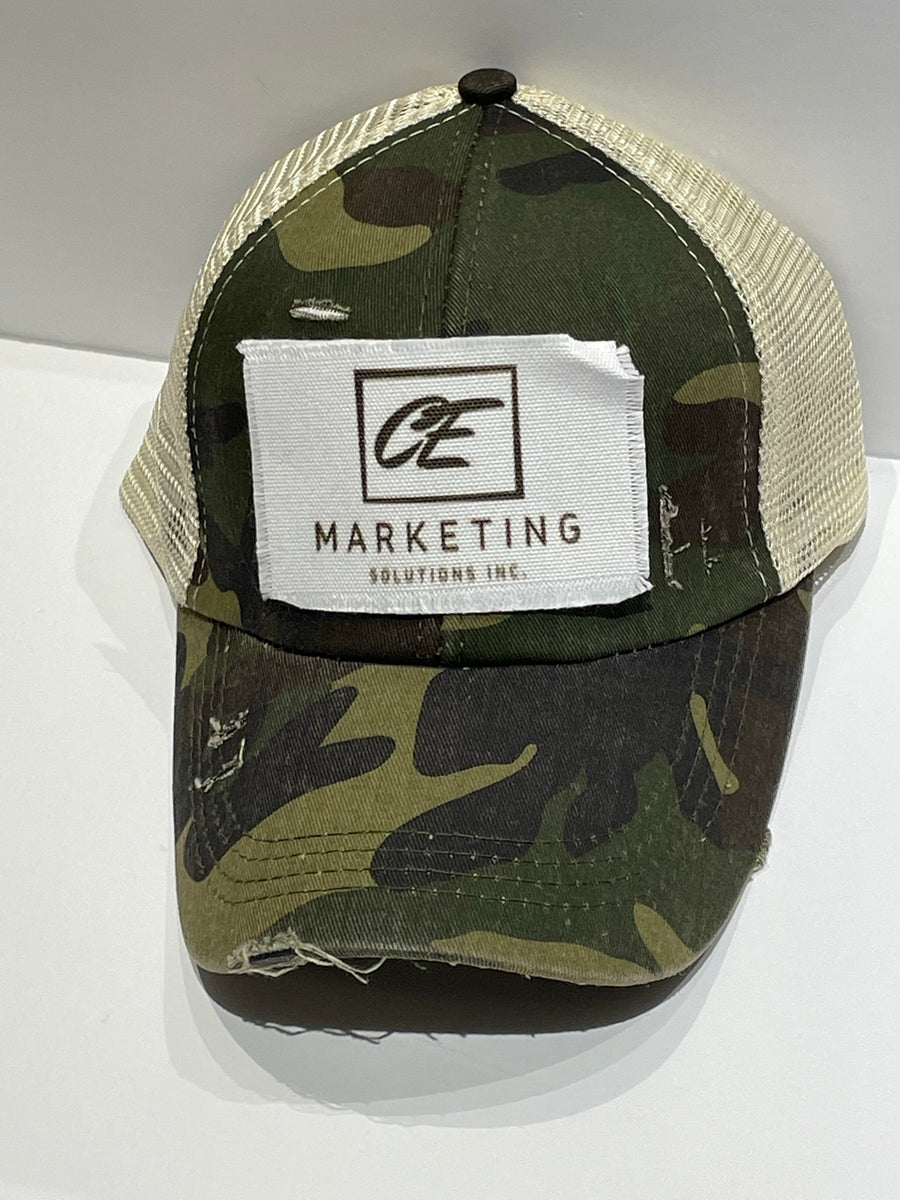 12 Pack] Leather Patch Camo Hats - Custom Shape Patch – Lids On Demand
