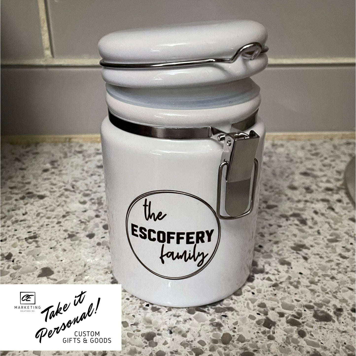 14 oz Ceramic Storage Jar Custom Inked