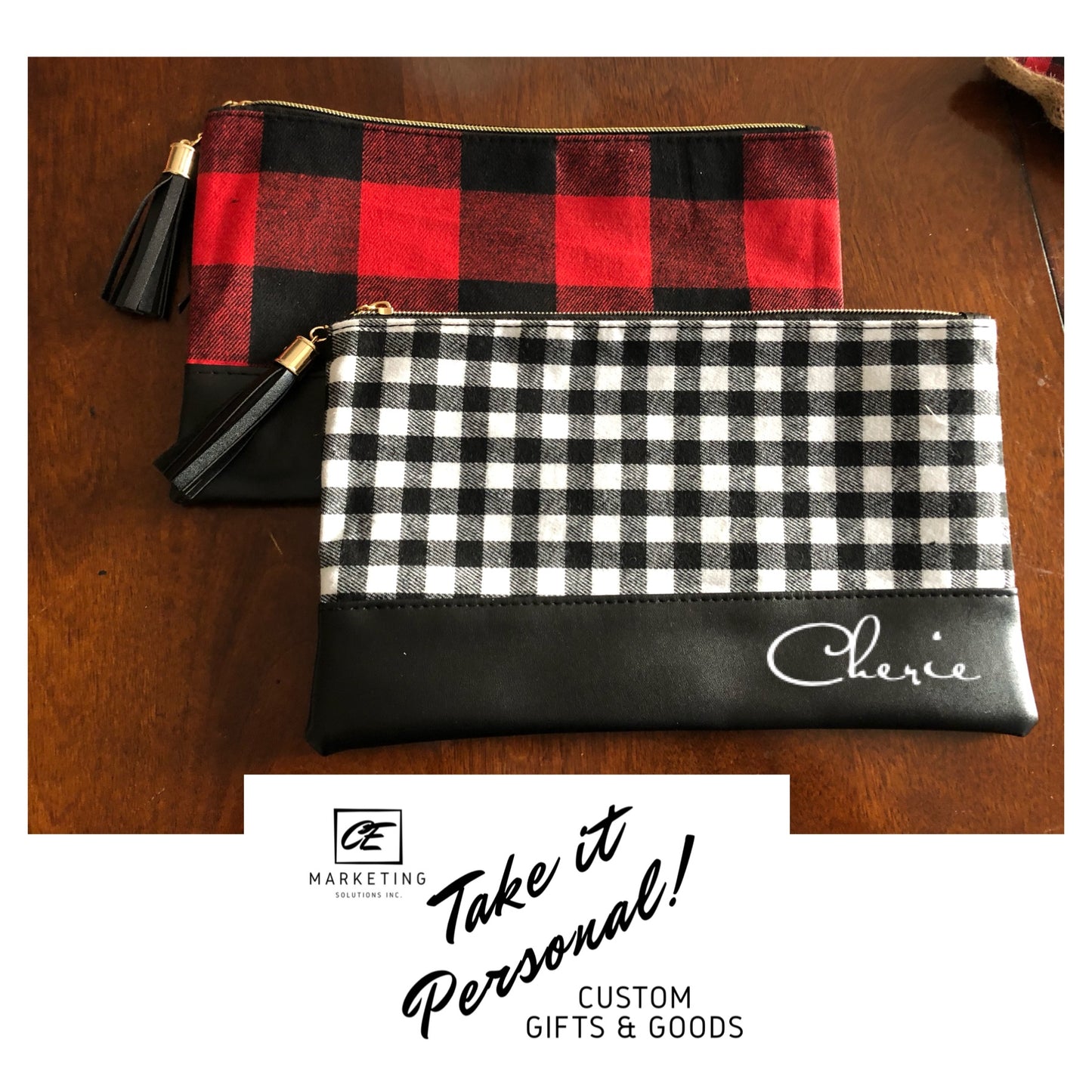 Buffalo Print pouch customized with vinyl