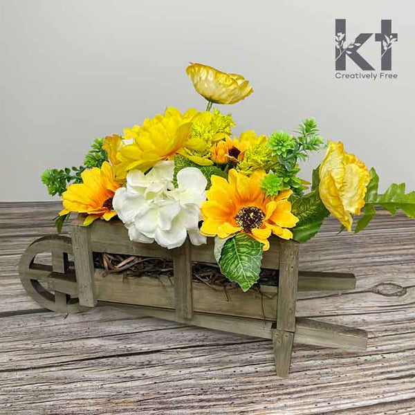 Wheel Barrel of flowers (wooden)