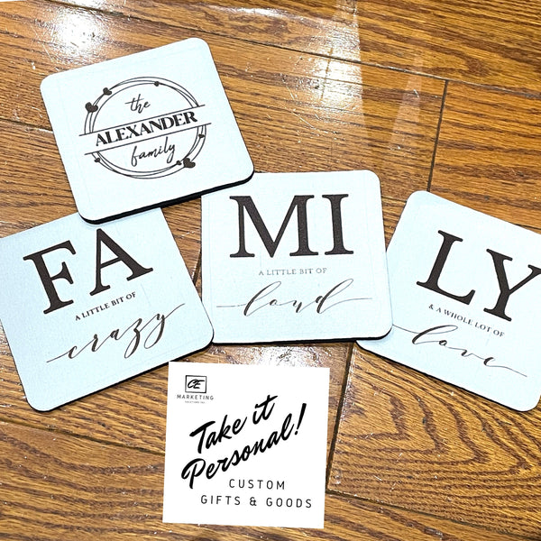 Family Coaster Pads inked