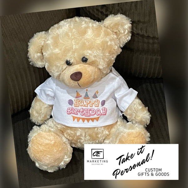 Teddy Bear with Custom Inked T Shirt