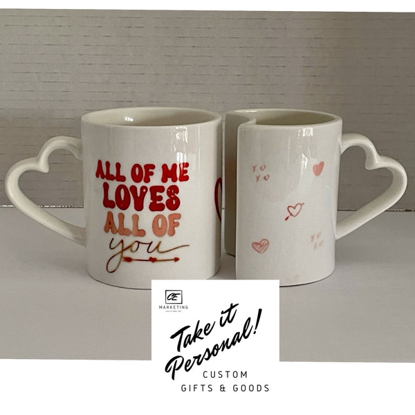 Ceramic Heart Handle Mug set Custom Inked