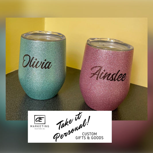 Glitter Wine Tumbler Inked